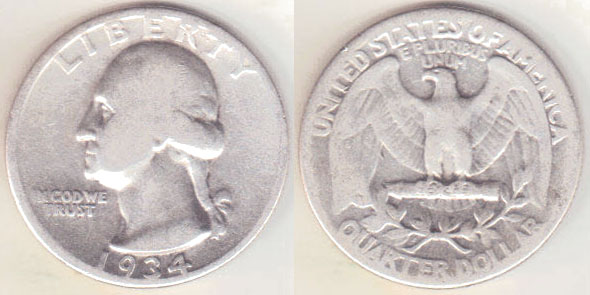 1934 USA silver Quarter Dollar A004733